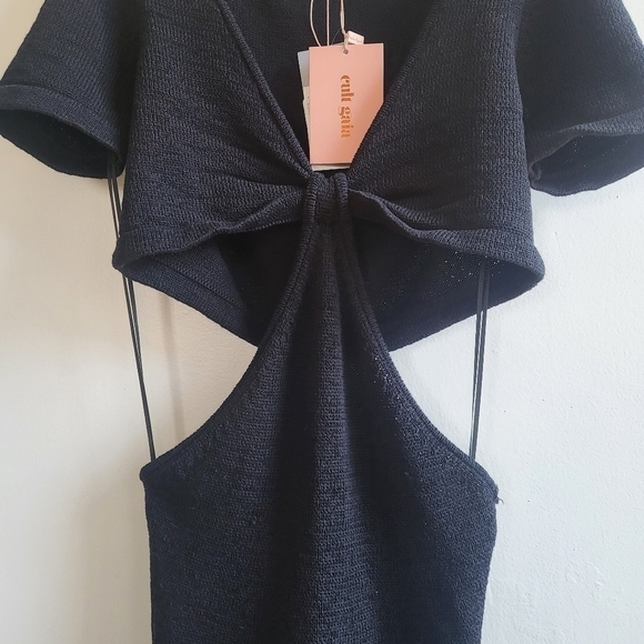 New Cult Gaia Billie Signature Cutout Detail Knit Black Mini Dress NWT Large - Picture 10 of 16